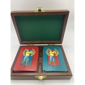 Vintage Classic Collections Playing Cards 2 Decks in Wooden Box Golf Theme 1993